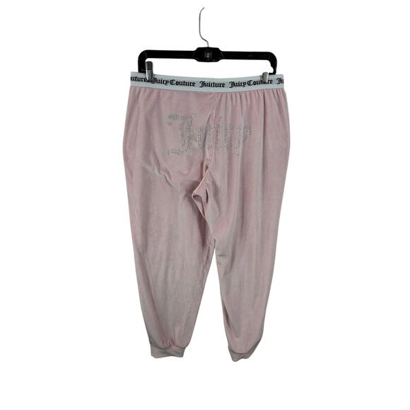 Juicy Couture Y2K  “JUICY” Jeweled Comfy Lounge Set Pink Velour Size Medium - Picture 3 of 16
